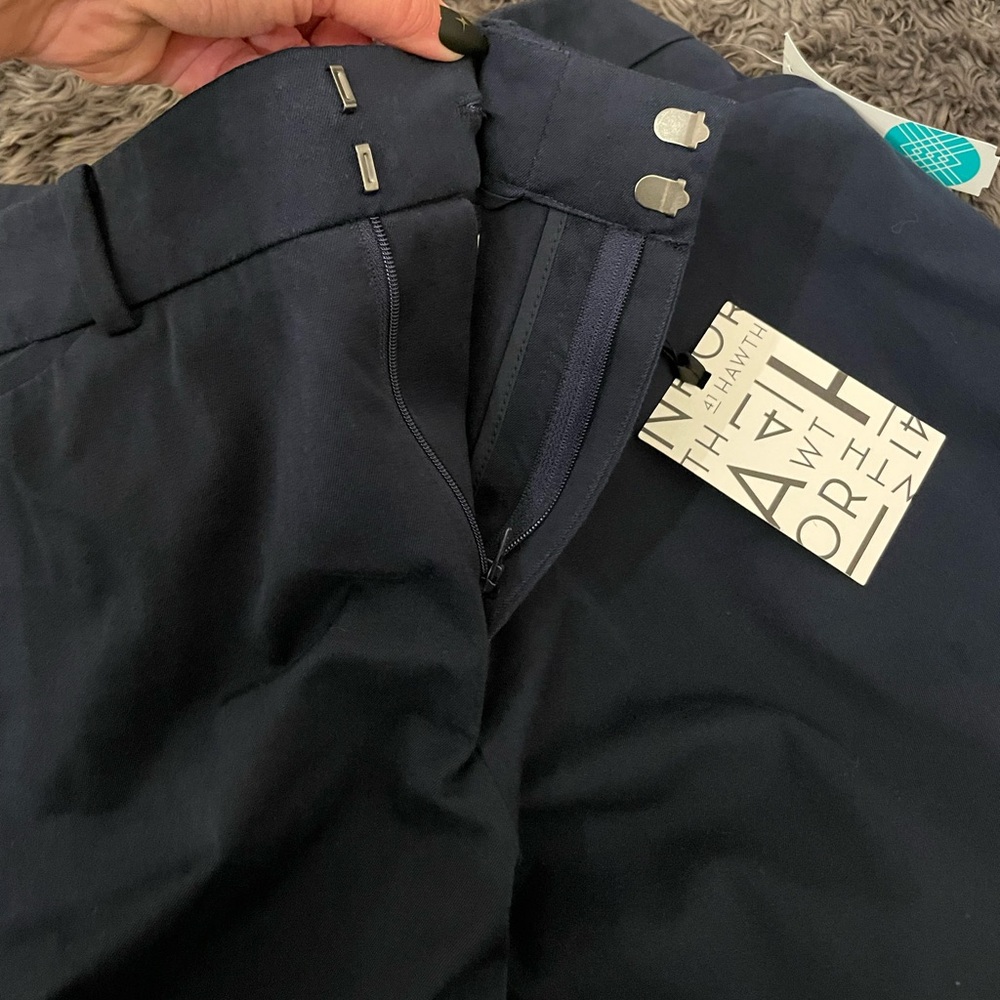 Navy bootcut trousers
